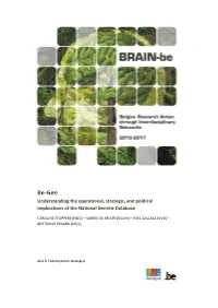 Be-Gen Understanding the Operational, Strategic, and Political Implications of the National Genetic Database