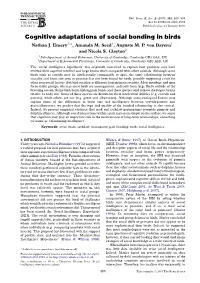 Cognitive Adaptations of Social Bonding in Birds Nathan J