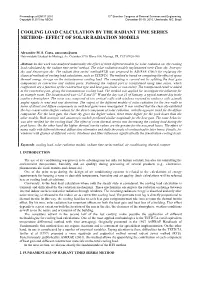 COOLING LOAD CALCULATION by the RADIANT TIME SERIES METHOD– EFFECT of SOLAR RADIATION MODELS (TIMES NEW ROMAN, BOLD, SIZE 14) (Single Blank Line Size 14) Alexandre M