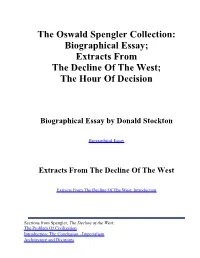 Decline of the West; the Hour of Decision