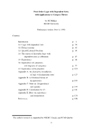 First Order Logic with Dependent Sorts, with Applications to Category Theory