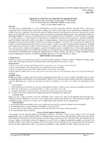Optimization of Knit Fabric by Using Different Spinning Methods Shubham Geete, Shreyansh Shah, V.S