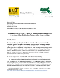 Reducing Methane Emissions from Natural Gas Distribution Mains and Services Regulation