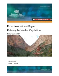 Reductions Without Regret: Defining the Needed Capabilities 10 September 2013