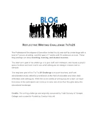 Reflective Writing Challenge 7X7x25