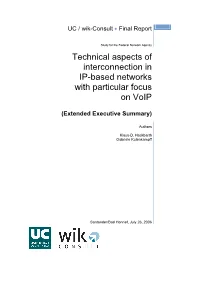Technical Aspects of Interconnection in IP-Based Networks with Particular Focus on Voip