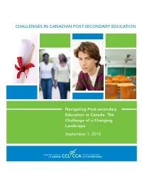 Challenges in Canadian Post-Secondary Education