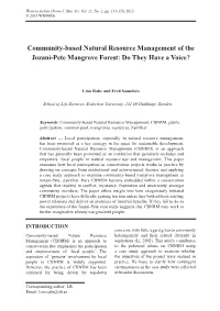 Community-Based Natural Resource Management of the Jozani-Pete Mangrove Forest: Do They Have a Voice?