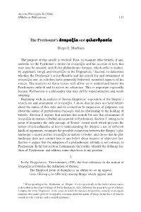The Pyrrhonist's Άταραξία and Φιλανθρωπία