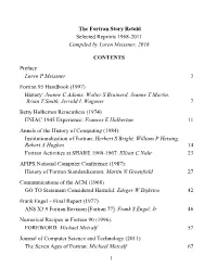 1 the Fortran Story Retold Selected Reprints 1968-2011 Compiled By