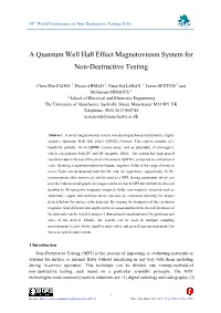 A Quantum Well Hall Effect Magnetovision System for Non-Destructive Testing