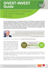 DIVEST-INVEST December Guide 2017 How to Divest from Fossil Fuels and Invest in the Green Economy