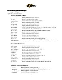 Full-Time Faculty by Division & Program Career & Technical