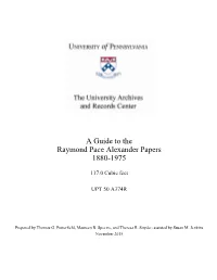 Guide, Raymond Pace Alexander Papers (UPT 50 A374R)