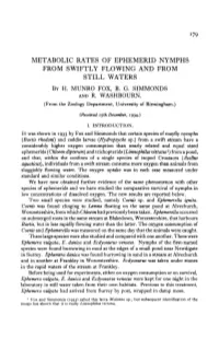 Metabolic Rates of Ephemerid Nymphs from Swiftly Flowing and from Still Waters by H