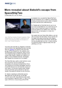 Revealed About Siebold's Escape from Spaceshiptwo 10 November 2014, by Tim Reyes
