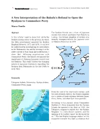 A New Interpretation of the Bakufu's Refusal to Open the Ryukyus To