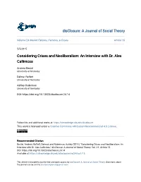 Considering Crises and Neoliberalism: an Interview with Dr. Alex Callinicos