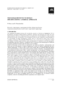 From Requirements to Design Specifications- a Formal Approach