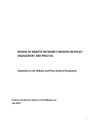 Review of INDEPTH Network's Mission on Policy Engagement And