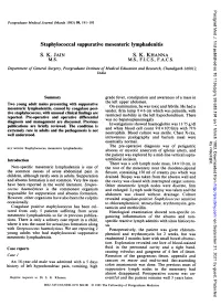 Staphylococcal Suppurative Mesenteric Lymphadenitis S