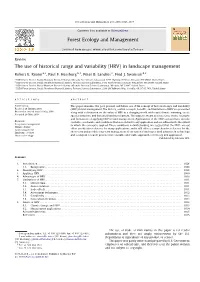 The Use of Historical Range and Variability (HRV) in Landscape Management