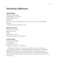 University Addresses