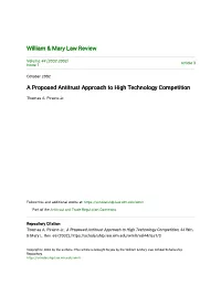 A Proposed Antitrust Approach to High Technology Competition
