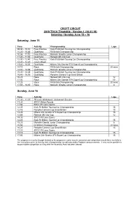 CROFT CIRCUIT 2019 TOCA Timetable : Version 1 (16.01.19) Saturday / Sunday June 15 – 16
