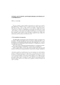 Knowledge Frames and Speech Act Comprehension * Teun A. Van Dijk