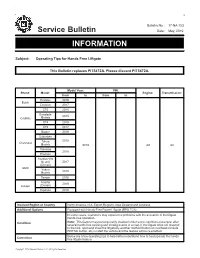 Service Bulletin INFORMATION