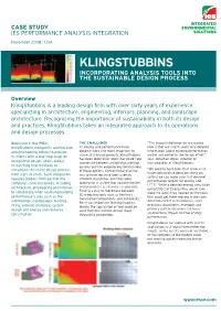 KLINGSTUBBINS Incorporating Analysis Tools Into the Sustainable Design Process
