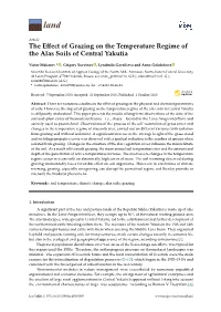 The Effect of Grazing on the Temperature Regime of the Alas