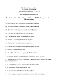 A-Z - Quiz 1 - Question Sheet © Football Teasers 2021 50 Questions (50 Answers) - 25/10/2019