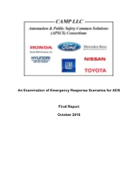 An Examination of Emergency Response Scenarios for ADS Final Report October 2018