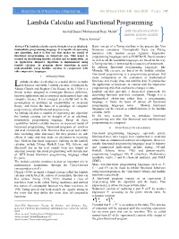 Lambda Calculus and Functional Programming