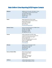 State Uniform Crime Reporting (UCR) Program Contacts