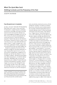 What the Quiet Man Said: Shifting Contexts and the Polysemy of the Text