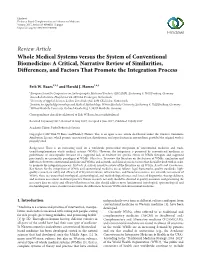 Whole Medical Systems Versus the System of Conventional