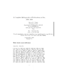 A Complete Bibliography of Publications in Isis, 1960–1969