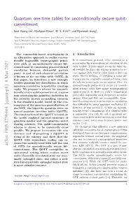 Emark {Quantum One-Time Tables} for Unconditionally Secure Qubit-Commitment
