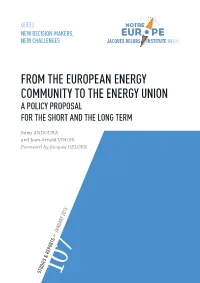 Energy Union a Policy Proposal for the Short and the Long Term