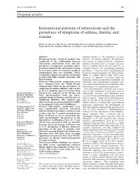 Original Articles International Patterns of Tuberculosis and the Prevalence of Symptoms of Asthma, Rhinitis, and Eczema