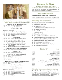 Parish Week / Sunday, 31 January 2021 the Month of February Has Some Significant Feast Days