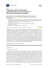 Techniques and Considerations in the Microfabrication of Parylene C Microelectromechanical Systems