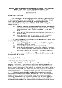 The Rail Vehicle Accessibility (Non-Interoperable Rail System) (Docklands Light Railway) Exemption Order 2019