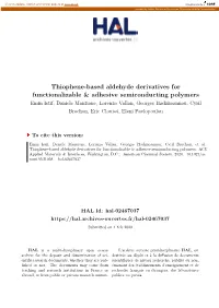 Thiophene-Based Aldehyde Derivatives for Functionalizable