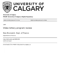 Video Lottery Program Review