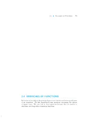 2.4 Branches of Functions