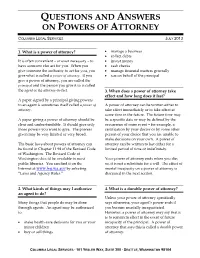 Questions and Answers on Powers of Attorney